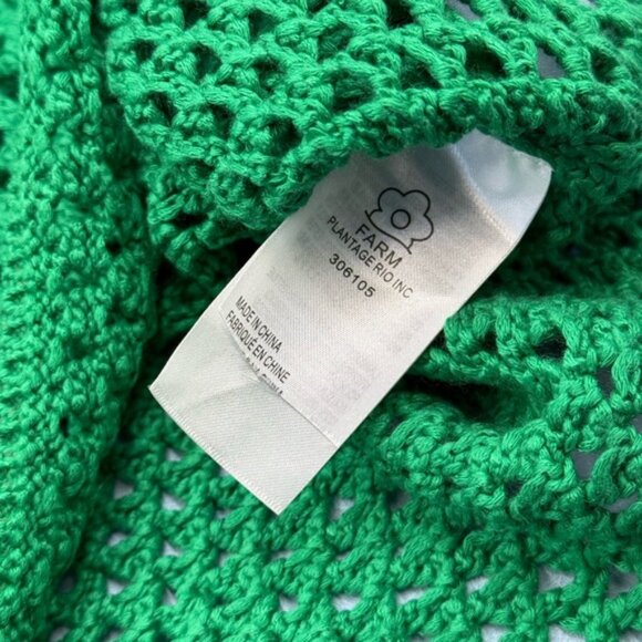 🆕 FARM Rio 🧿 NWOT Kelly Green Crochet Collared Polo, Sz L - Picture 13 of 14